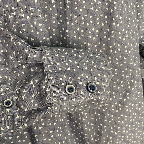 Robert Graham Shirt Men's XL Geometric Blue Button Up Classic Fit Flip Cuff - Picture 6 of 9